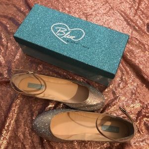 Blue by Betsey Johnson Bridal Ankle Strap Flats
